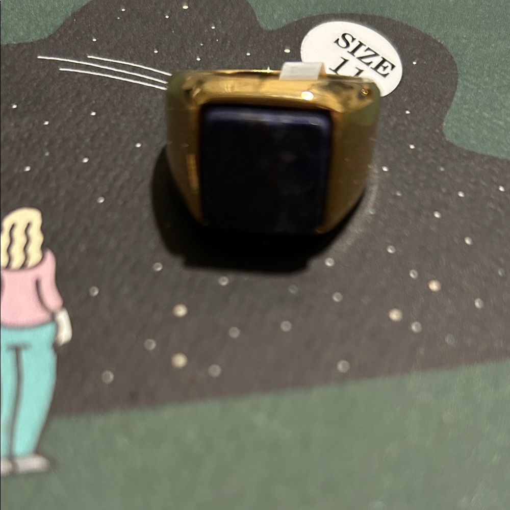 Men's Gold Ring with Black Stone